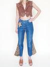 Patchwork Floral Jeans Boho Flared Bell Bottom Denim Vintage Upcycle