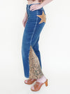 Patchwork Floral Jeans Boho Flared Bell Bottom Denim Vintage Upcycle