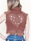 Patchwork Boho Vest Crochet Heart Cut Out Back Vintage Upcycle