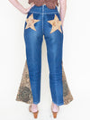 Patchwork Floral Jeans Boho Flared Bell Bottom Denim Vintage Upcycle