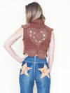 Patchwork Boho Vest Crochet Heart Cut Out Back Vintage Upcycle