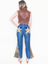 Patchwork Floral Jeans Boho Flared Bell Bottom Denim Vintage Upcycle
