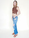 Floral Patchwork Jeans Flared Crop Leg Vintage Upcycled Denim