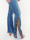 Floral Patchwork Bell Bottom Jeans Vintage Upcycle Low Rise