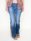 Floral Patchwork Bell Bottom Jeans Vintage Upcycle Low Rise