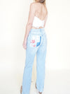 Floral Patchwork Boho Jeans Vintage Upcycle Lightwash Jeans
