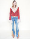 Crochet Ruffle Jacket Upcycled Vintage Tie Dye Coat