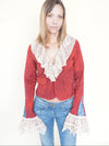 Crochet Ruffle Jacket Upcycled Vintage Tie Dye Coat