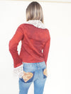 Crochet Ruffle Jacket Upcycled Vintage Tie Dye Coat