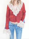 Crochet Ruffle Jacket Upcycled Vintage Tie Dye Coat