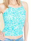 Aqua Sequin Tank Top Sheer Mesh Vintage Y2K Blouse