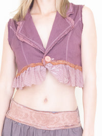 Floral Lace Vest Crochet Upcycle Ruffle Lace Boho Vest