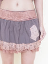 Floral Patchwork Skirt Ruffle Lace Upcycled Vintage