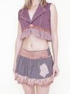 Floral Patchwork Skirt Ruffle Lace Upcycled Vintage