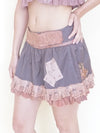 Floral Patchwork Skirt Ruffle Lace Upcycled Vintage