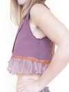 Floral Lace Vest Crochet Upcycle Ruffle Lace Boho Vest