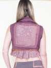 Floral Lace Vest Crochet Upcycle Ruffle Lace Boho Vest
