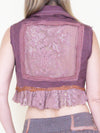 Floral Lace Vest Crochet Upcycle Ruffle Lace Boho Vest