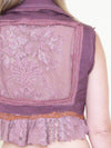 Floral Lace Vest Crochet Upcycle Ruffle Lace Boho Vest