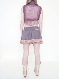 Floral Lace Vest Crochet Upcycle Ruffle Lace Boho Vest