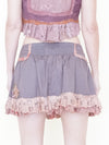 Floral Patchwork Skirt Ruffle Lace Upcycled Vintage