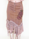 Floral Patchwork Skirt Lace Ruffle Midi Skirt Boho Y2k Upcycle