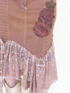 Floral Patchwork Skirt Lace Ruffle Midi Skirt Boho Y2k Upcycle