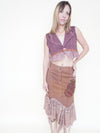 Floral Patchwork Skirt Lace Ruffle Midi Skirt Boho Y2k Upcycle