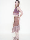 Floral Patchwork Skirt Lace Ruffle Midi Skirt Boho Y2k Upcycle