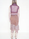 Floral Patchwork Skirt Lace Ruffle Midi Skirt Boho Y2k Upcycle