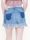 Floral Patchwork Mini Skirt Vintage Y2K Upcycle Denim Skirt