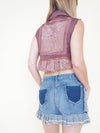 Floral Patchwork Mini Skirt Vintage Y2K Upcycle Denim Skirt
