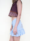 Ruffle Mini Skirt Sequin Cowboy Embroidery Vintage Upcycle