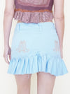 Ruffle Mini Skirt Sequin Cowboy Embroidery Vintage Upcycle