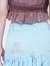 Ruffle Mini Skirt Sequin Cowboy Embroidery Vintage Upcycle