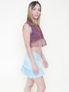 Ruffle Mini Skirt Sequin Cowboy Embroidery Vintage Upcycle