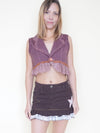 Patchwork Denim Mini Skirt Low Waisted Ruffle Skirt Vintage Upcycle