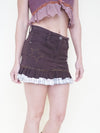 Patchwork Denim Mini Skirt Low Waisted Ruffle Skirt Vintage Upcycle