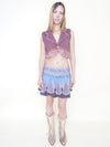 Sequin Floral Boho Skirt Ombre Low Rise Mini Skirt Upcycle