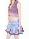 Sequin Floral Boho Skirt Ombre Low Rise Mini Skirt Upcycle