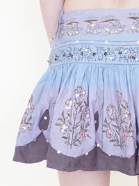 Sequin Floral Boho Skirt Ombre Low Rise Mini Skirt Upcycle