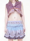 Sequin Floral Boho Skirt Ombre Low Rise Mini Skirt Upcycle