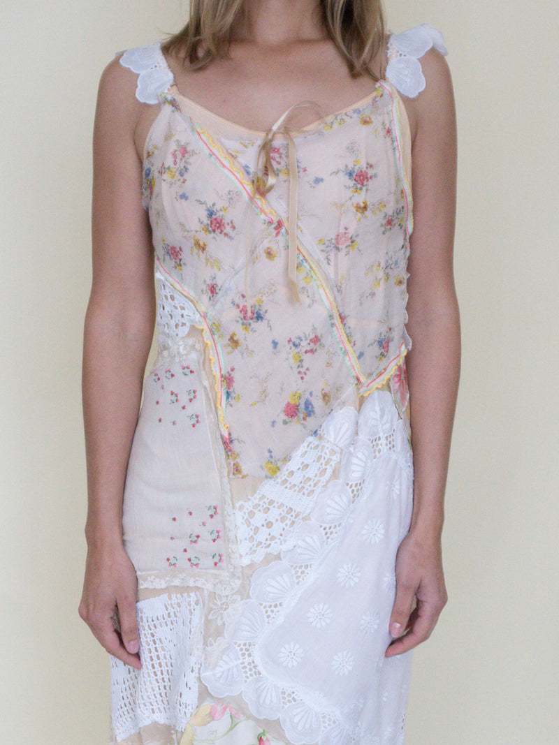 Patchwork Lace Dress Vintage Floral Patchwork Slip Dress Upcycle