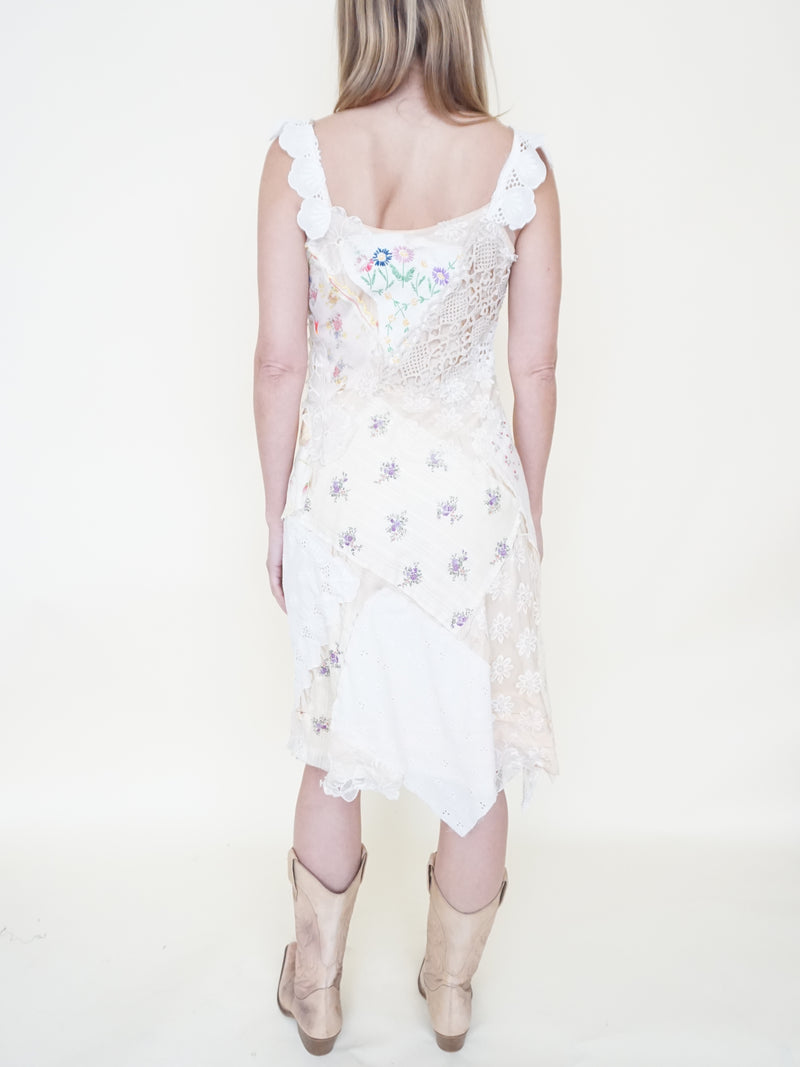 Patchwork Lace Dress Vintage Floral Patchwork Slip Dress Upcycle
