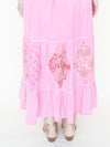 Floral Patchwork Ruffle Dress Off Shoulder Cinched Waist Upcycle