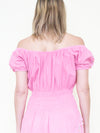 Floral Patchwork Ruffle Dress Off Shoulder Cinched Waist Upcycle