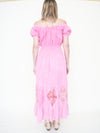 Floral Patchwork Ruffle Dress Off Shoulder Cinched Waist Upcycle