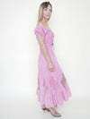 Floral Patchwork Ruffle Dress Off Shoulder Cinched Waist Upcycle
