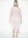 Patchwork Floral Mini Dress Off the Shoulder Ruffle Dress Vintage Upcycle