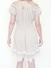 Patchwork Floral Mini Dress Off the Shoulder Ruffle Dress Vintage Upcycle